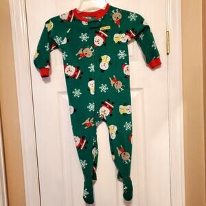 💙 Sz 24 Mos. CARTER'S 💙 Green Santa's Helper Fleece Footed Onesie Pajamas